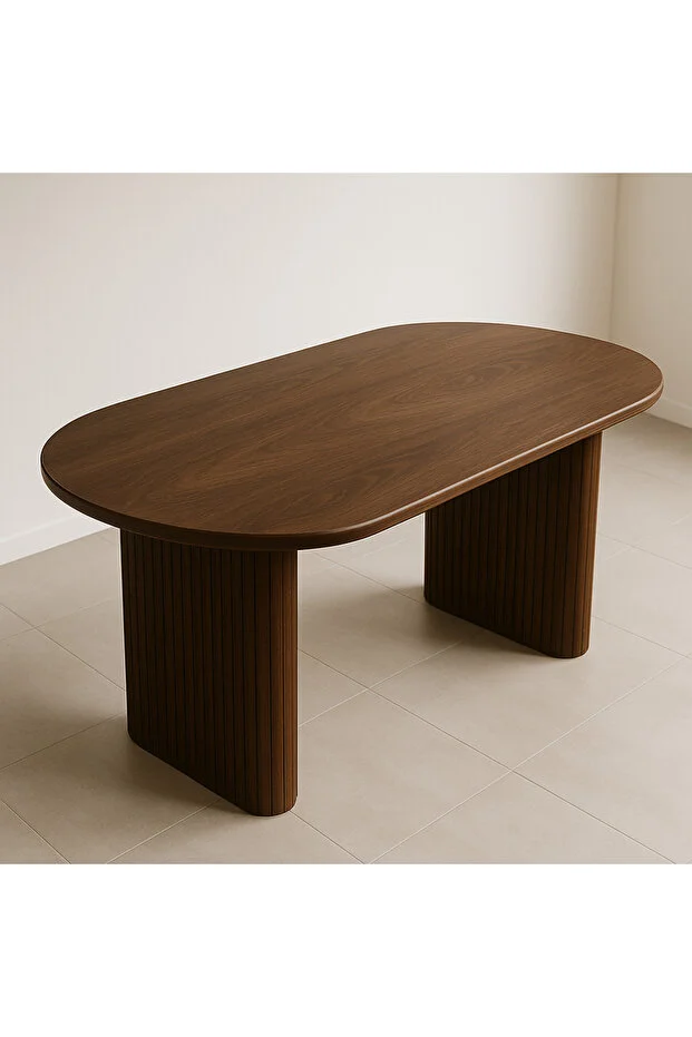 Masif Kayın Ağacından Oval Modern Yemek Masası – 180×80×75 cm